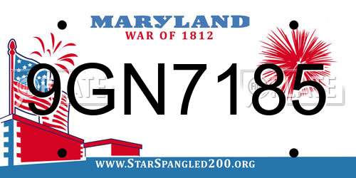 9GN7185 Maryland License Plate