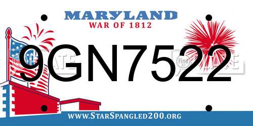 9GN7522 Maryland License Plate