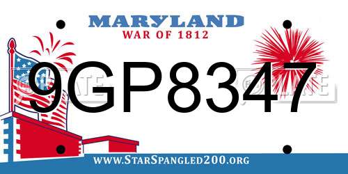 9GP8347 Maryland License Plate