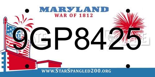 9GP8425 Maryland License Plate