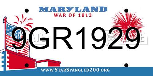 9GR1929 Maryland License Plate