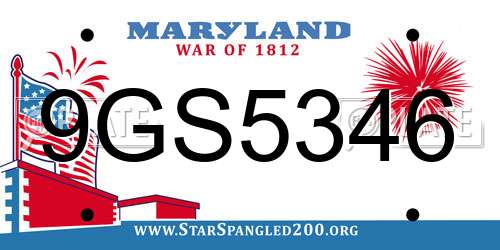 9GS5346 Maryland License Plate