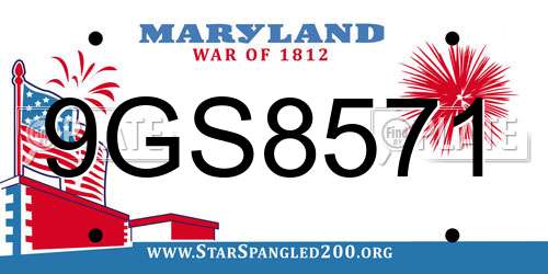 9GS8571 Maryland License Plate