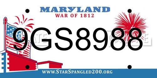 9GS8988 Maryland License Plate