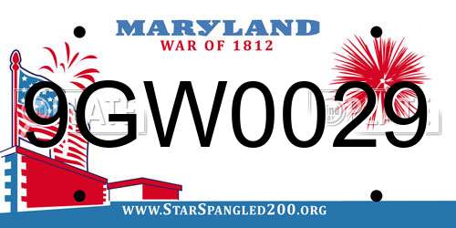 9GW0029 Maryland License Plate