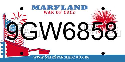 9GW6858 Maryland License Plate