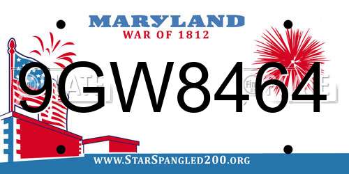 9GW8464 Maryland License Plate