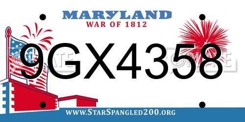 9GX4358 Maryland License Plate