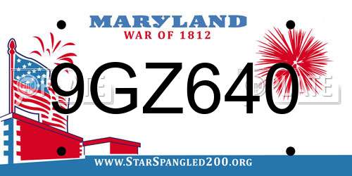 9GZ640 Maryland License Plate