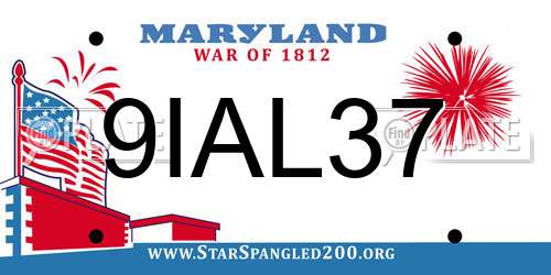 9IAL37 Maryland License Plate