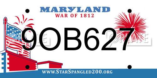 9OB627 Maryland License Plate