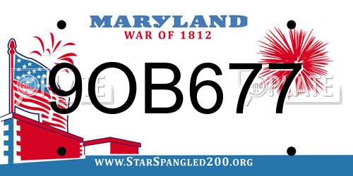 9OB677 Maryland License Plate