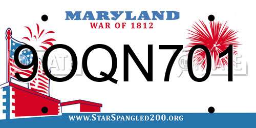 9OQN701 Maryland License Plate