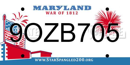 9OZB705 Maryland License Plate