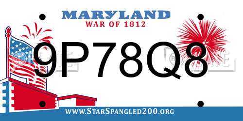 9P78Q8 Maryland License Plate