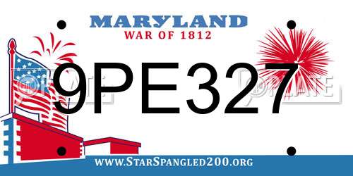9PE327 Maryland License Plate