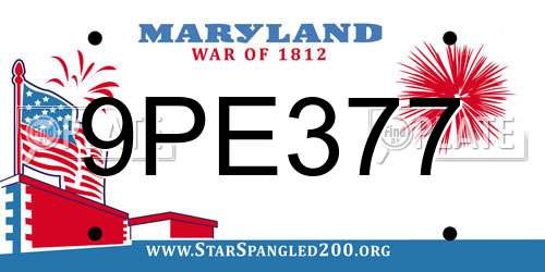 9PE377 Maryland License Plate