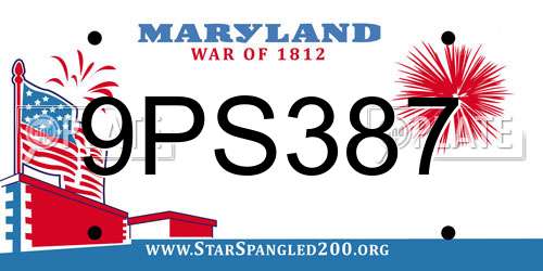 9PS387 Maryland License Plate