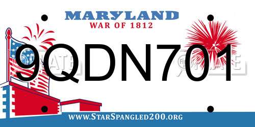 9QDN701 Maryland License Plate