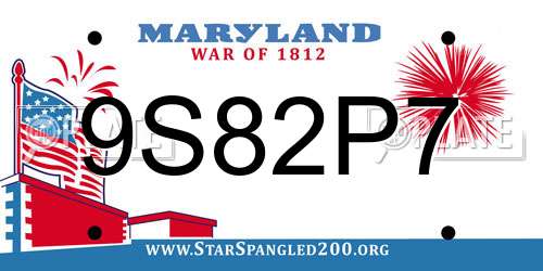 9S82P7 Maryland License Plate