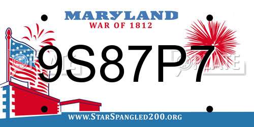9S87P7 Maryland License Plate