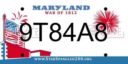9T84A8 Maryland License Plate