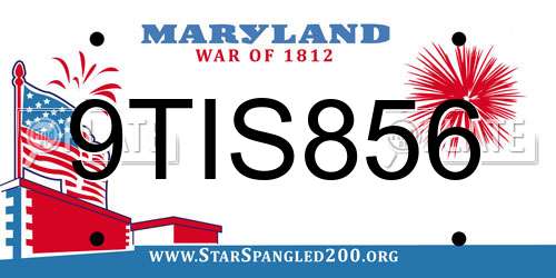9TIS856 Maryland License Plate