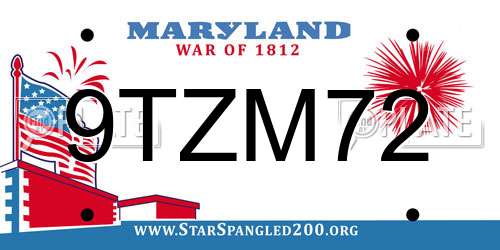 9TZM72 Maryland License Plate