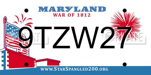 9TZW27 Maryland License Plate