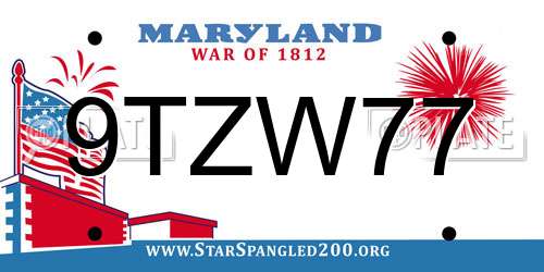 9TZW77 Maryland License Plate