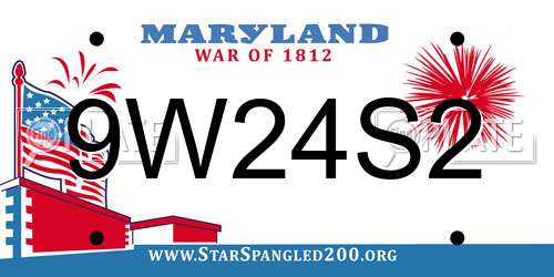 9W24S2 Maryland License Plate