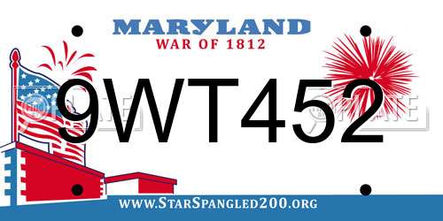 9WT452 Maryland License Plate