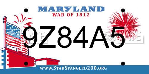 9Z84A5 Maryland License Plate