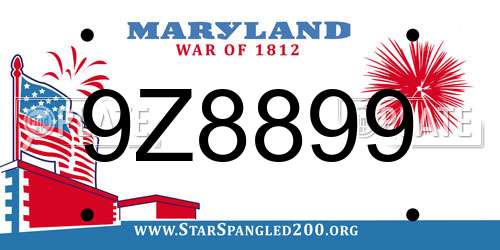 9Z8899 Maryland License Plate
