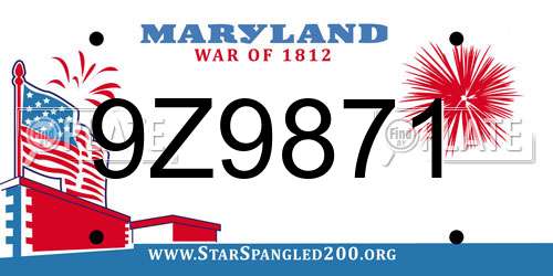 9Z9871 Maryland License Plate