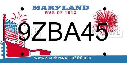 9ZBA45 Maryland License Plate