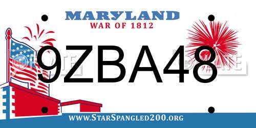 9ZBA48 Maryland License Plate
