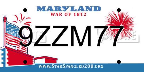 9ZZM77 Maryland License Plate