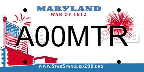 A00MTR Maryland License Plate