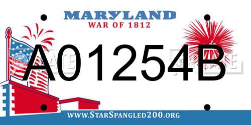 A01254B Maryland License Plate