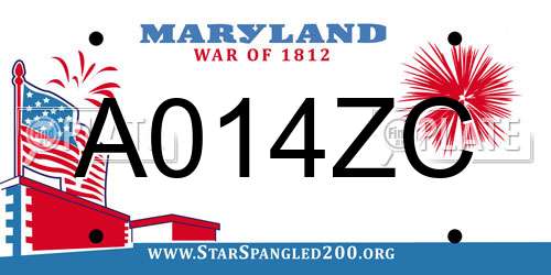 A014ZC Maryland License Plate