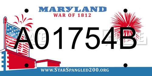 A01754B Maryland License Plate