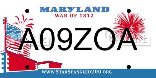 A09ZOA Maryland License Plate