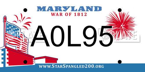 A0L95 Maryland License Plate