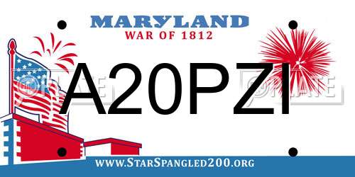 A20PZI Maryland License Plate