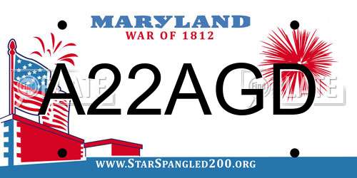 A22AGD Maryland License Plate