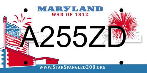A255ZD Maryland License Plate