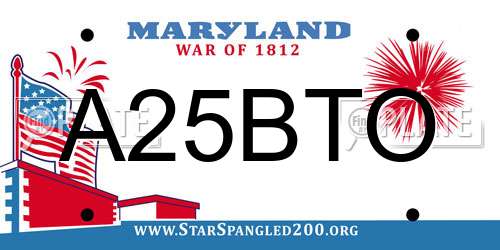 A25BTO Maryland License Plate