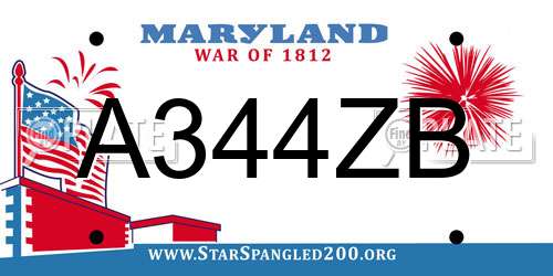 A344ZB Maryland License Plate