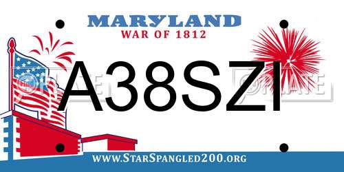A38SZI Maryland License Plate